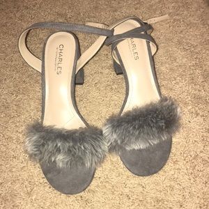 gray block heels